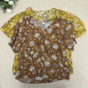 Old Navy Women’s Bundle Yellow and Brown Cotton Rayon Blouses Size XS